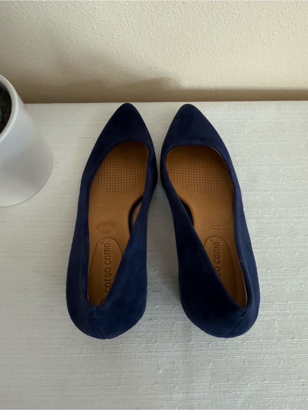 New Corso Como Navy/Purple Suede Mid Block Heel Pumps - Women - Picture 7 of 12